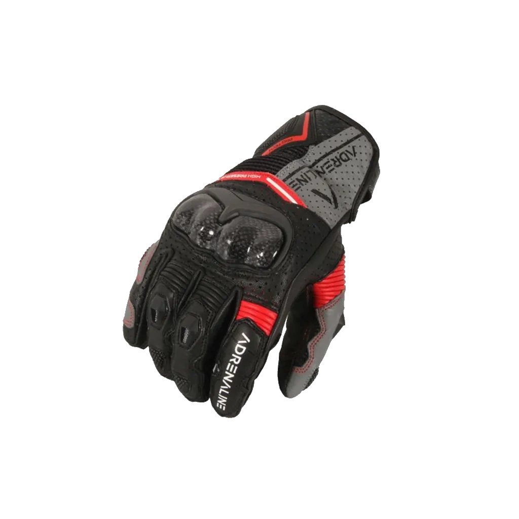 Moto rukavice kožne ADRENALINE HEXAGON PPE crna/siva/crvena