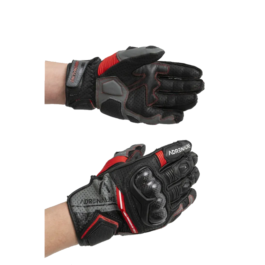 Moto rukavice kožne ADRENALINE HEXAGON PPE crna/siva/crvena