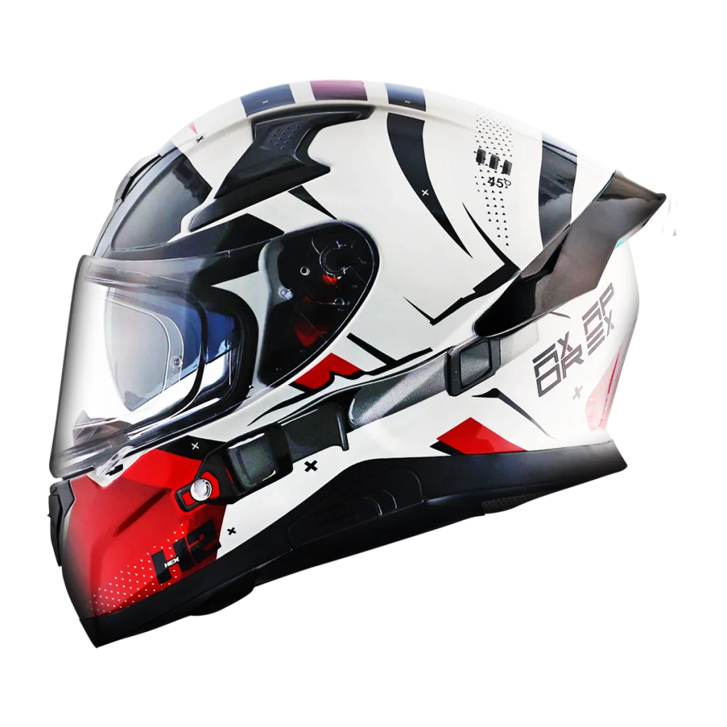 AXOR Apex Hex-2 kaciga sjaj bijelo crvena - stražnja strana