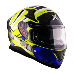 AXOR Apex Hex-2 kaciga sjaj neon žuta plava - prednja strana