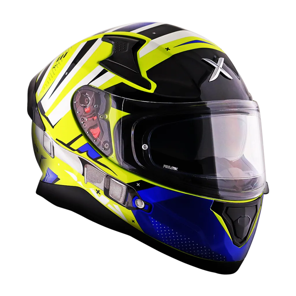 AXOR Apex Hex-2 kaciga sjaj neon žuta plava - prednja strana