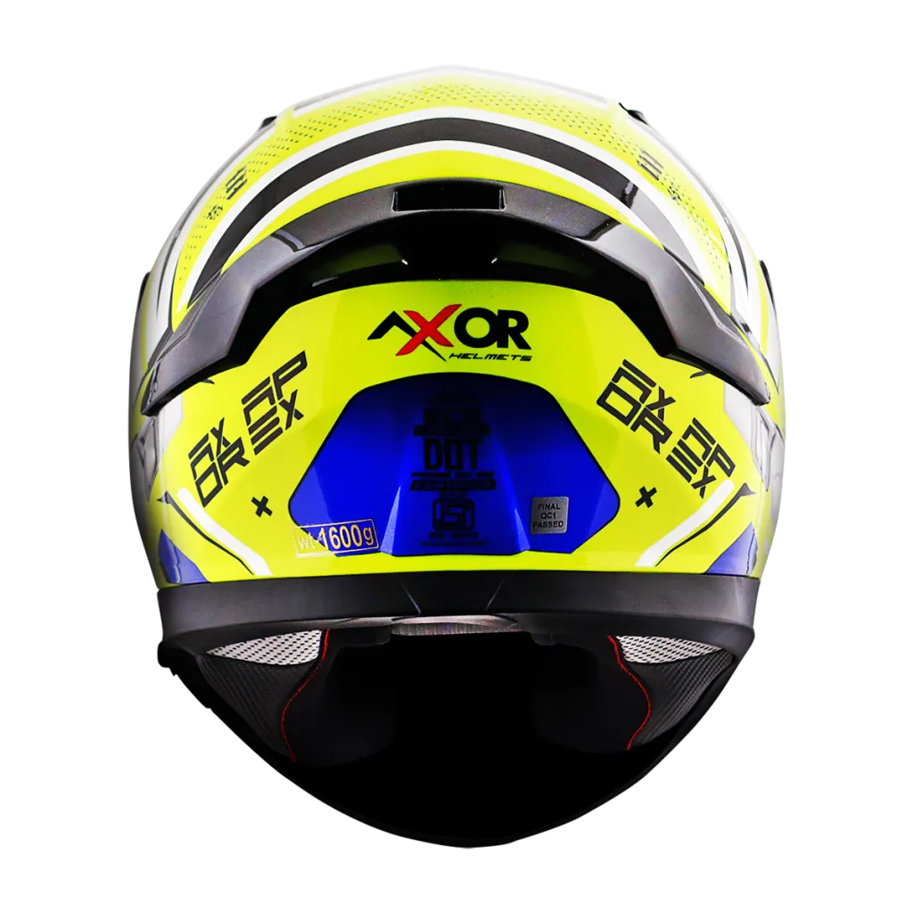 AXOR Apex Hex-2 kaciga sjaj neon žuta plava - bočni pogled