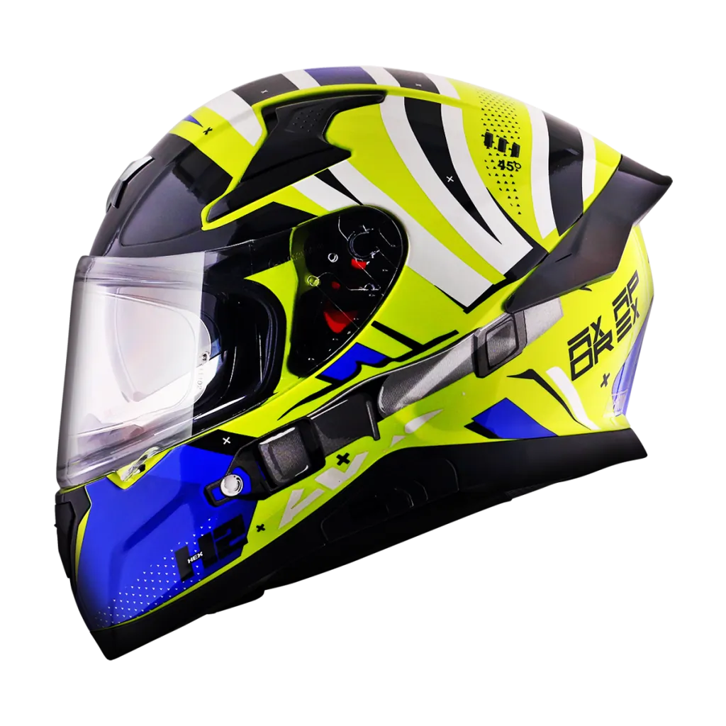 AXOR Apex Hex-2 kaciga sjaj neon žuta plava - stražnja strana