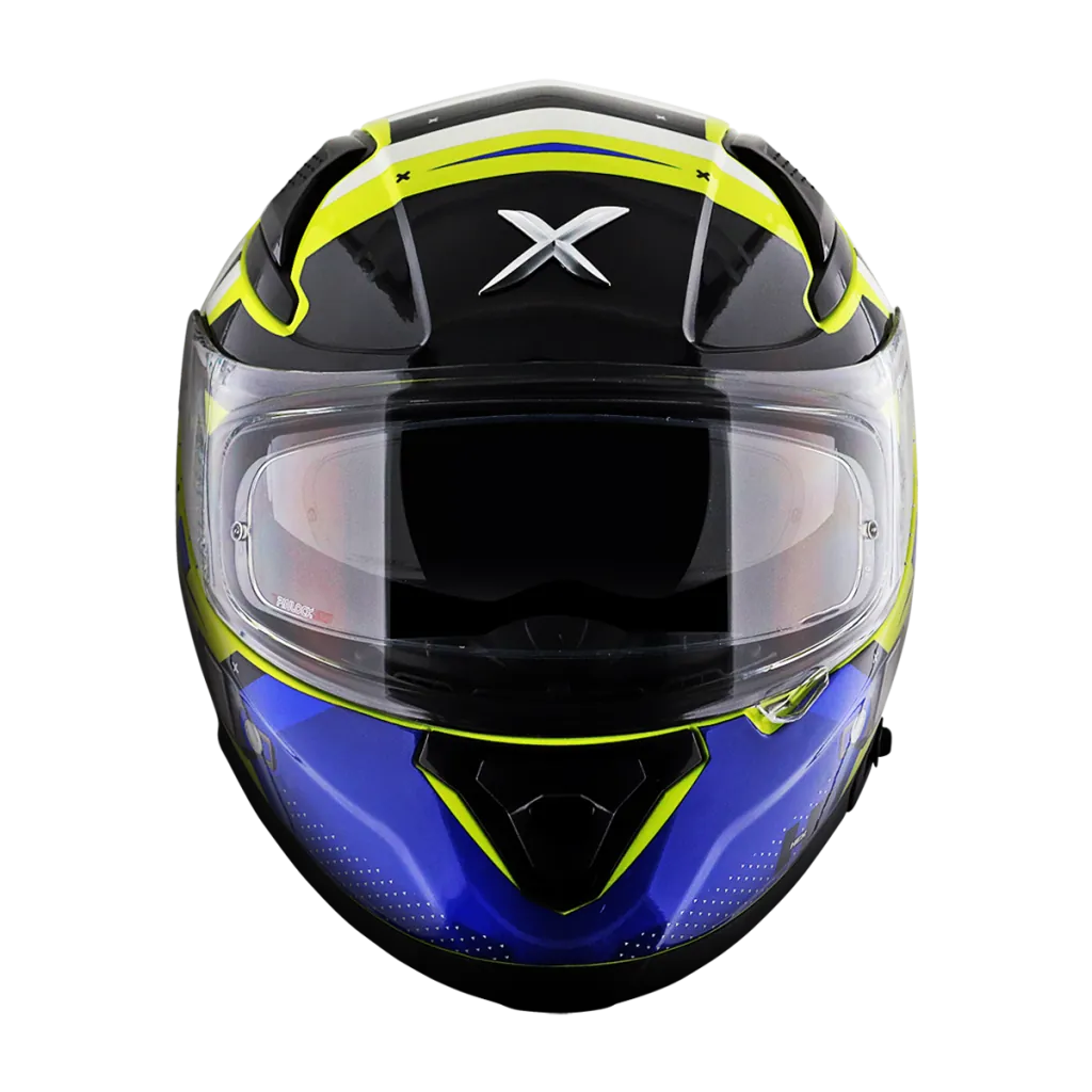 AXOR Apex Hex-2 kaciga sjaj neon žuta plava - detalj