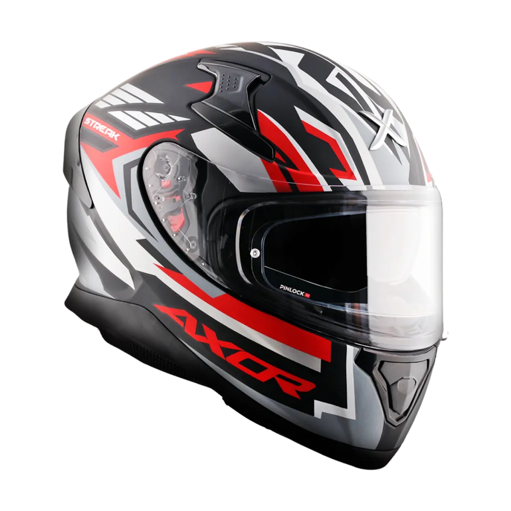 AXOR Apex Streak kaciga mat crno crvena - prednja strana