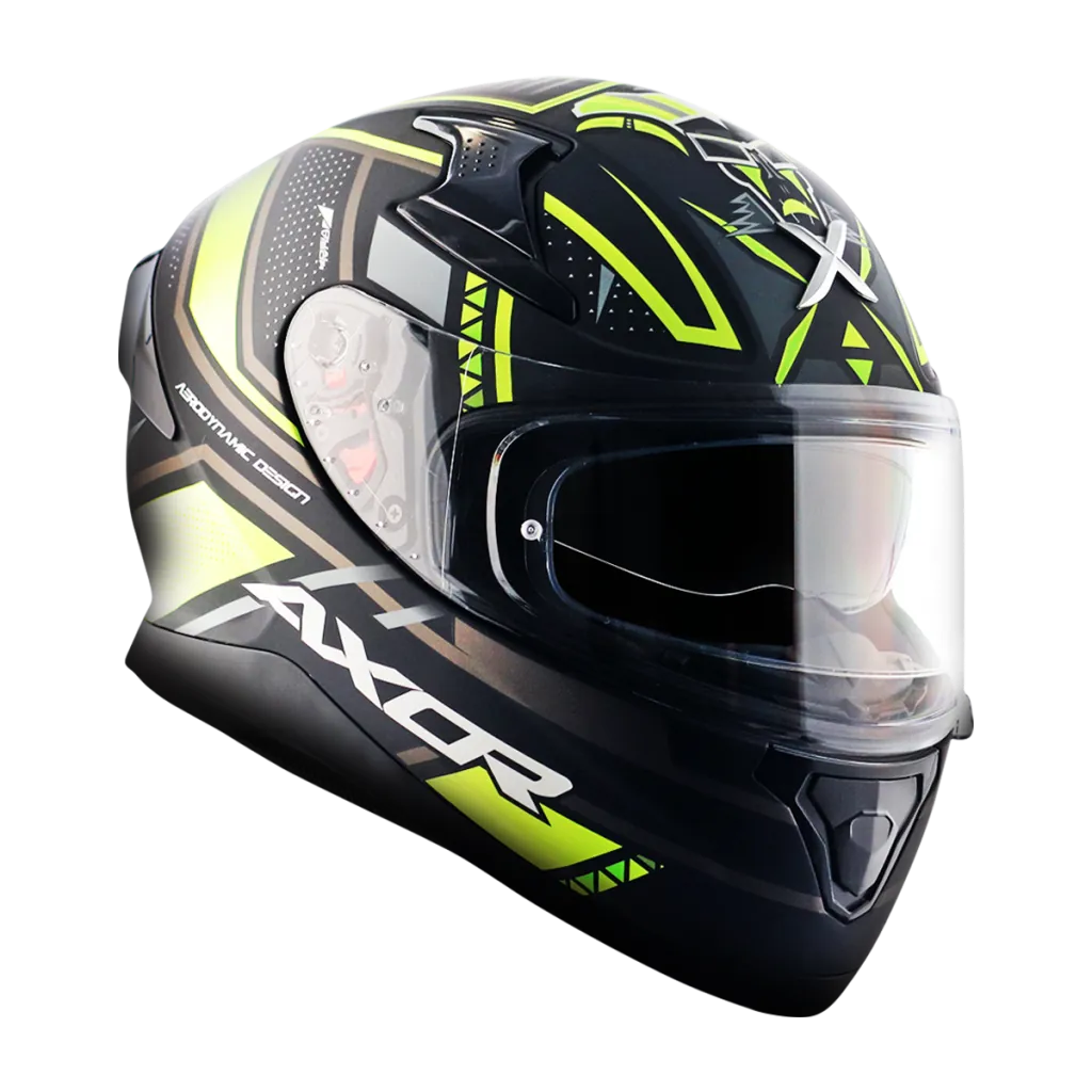 AXOR Apex Tiki kaciga mat crno neon žuta - prednja strana