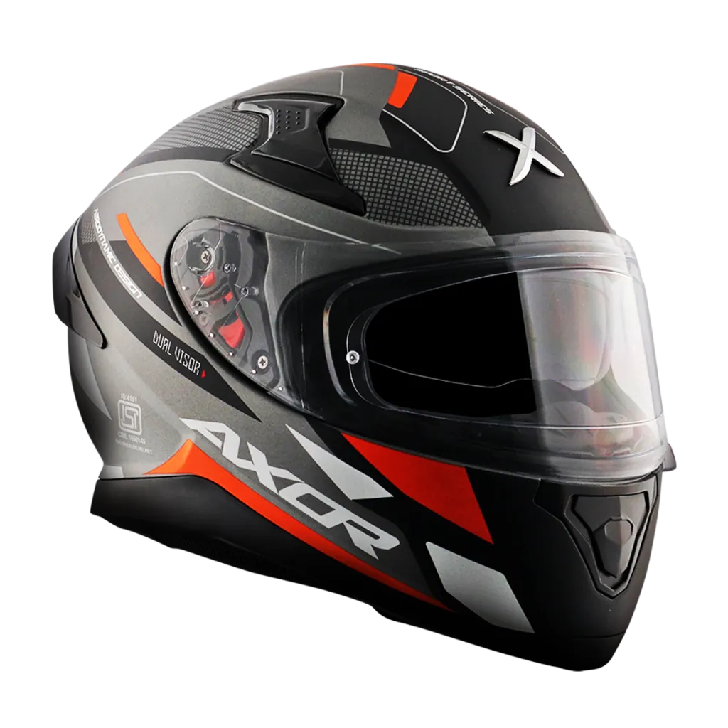 AXOR Apex Turbine kaciga mat crno narančasto siva - prednja strana