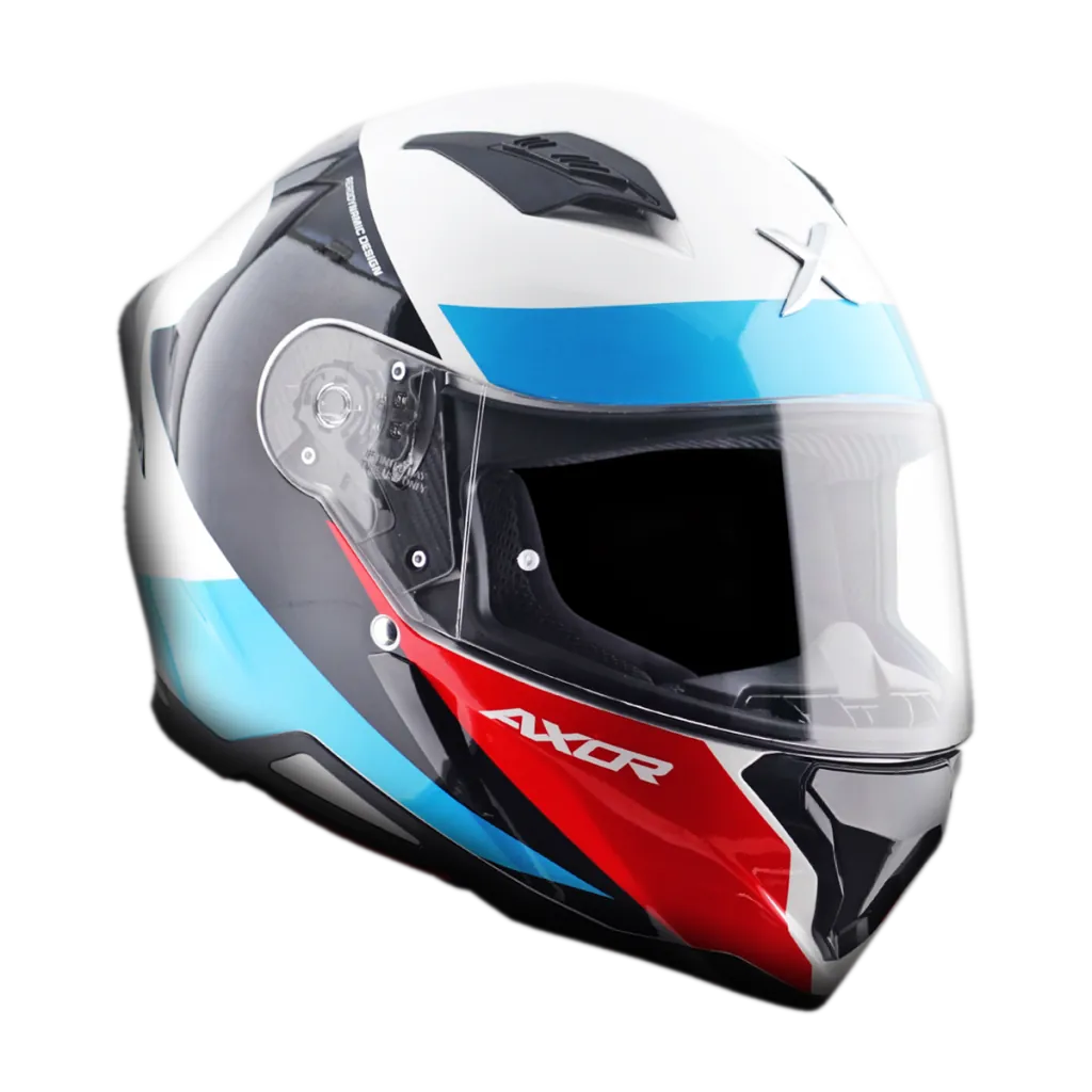 AXOR Hunter Turbo kaciga sjaj bijelo crvena - prednja strana