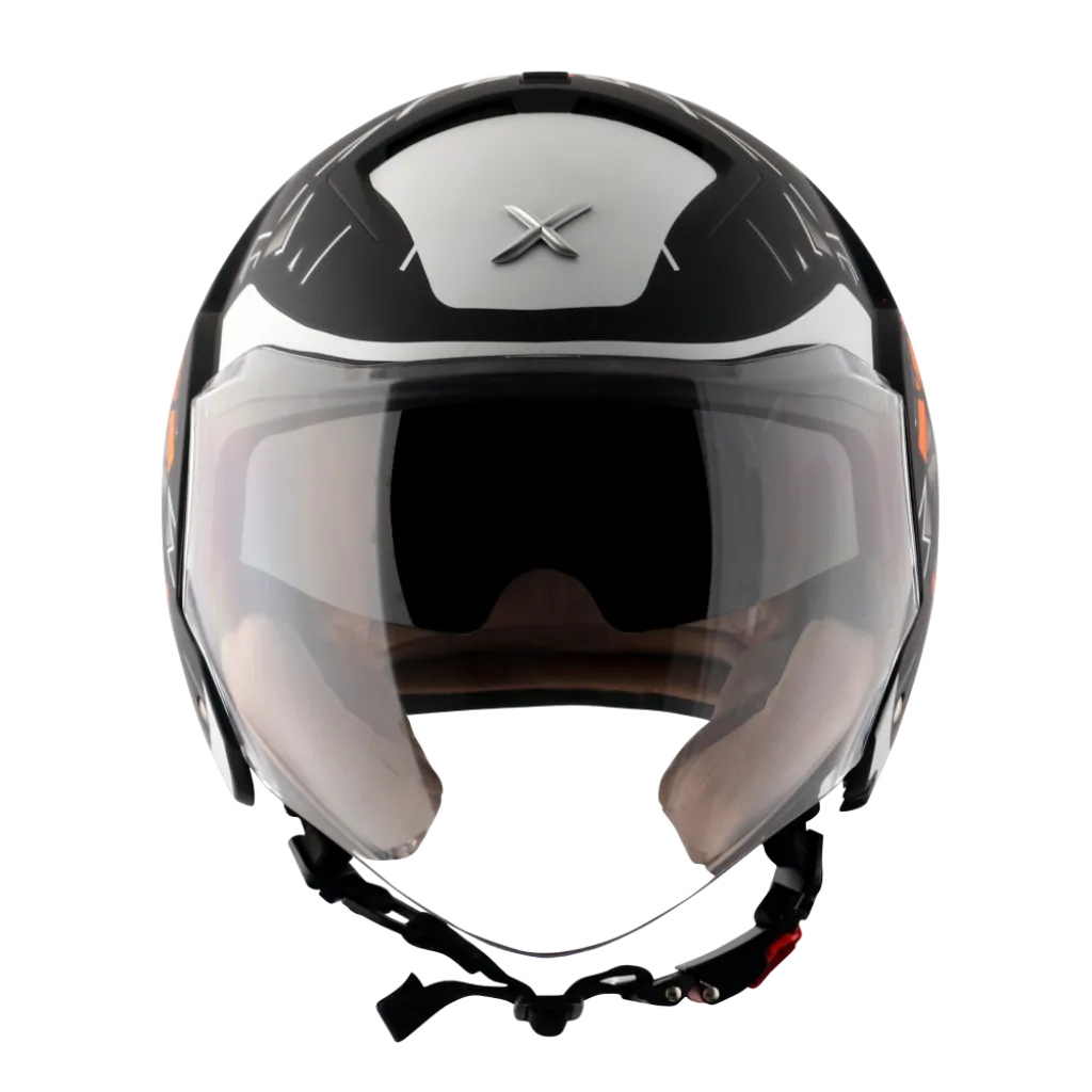 AXOR Striker Cyborg kaciga mat crno bijela - prednja strana