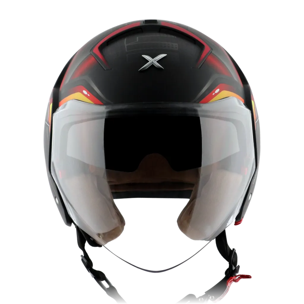 AXOR Striker Hitman kaciga mat crno crvena - prednja strana