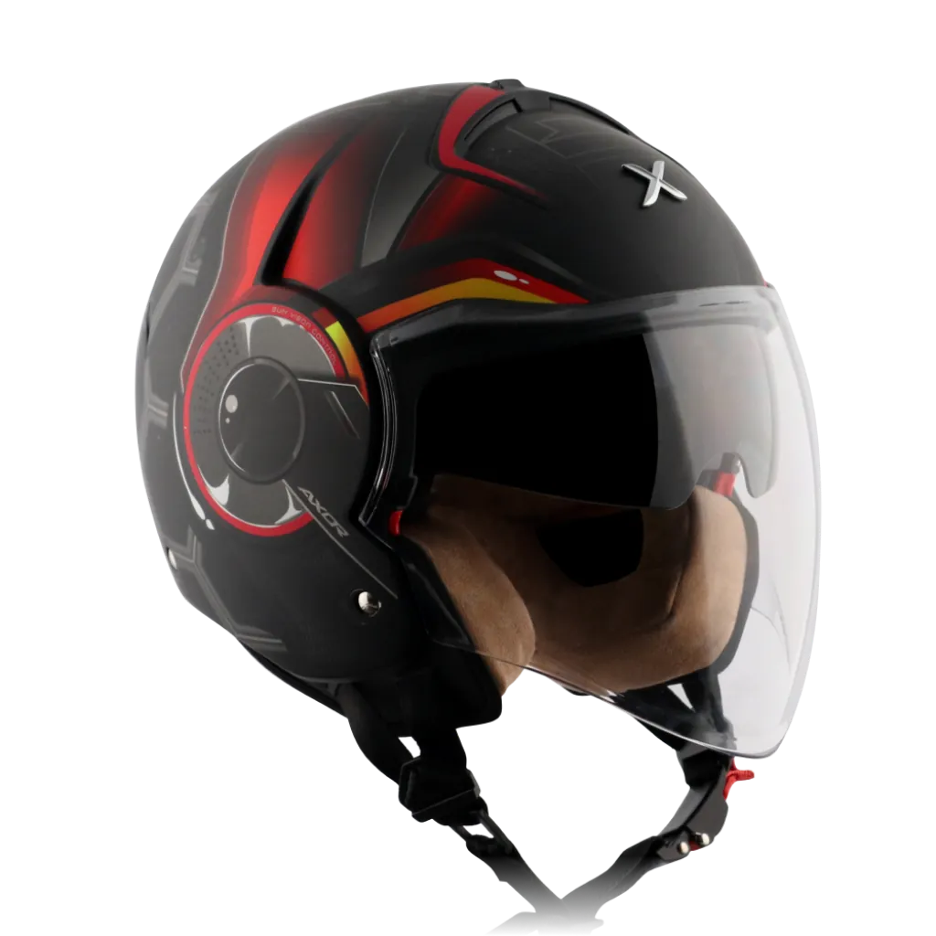 AXOR Striker Hitman kaciga mat crno crvena - detalj