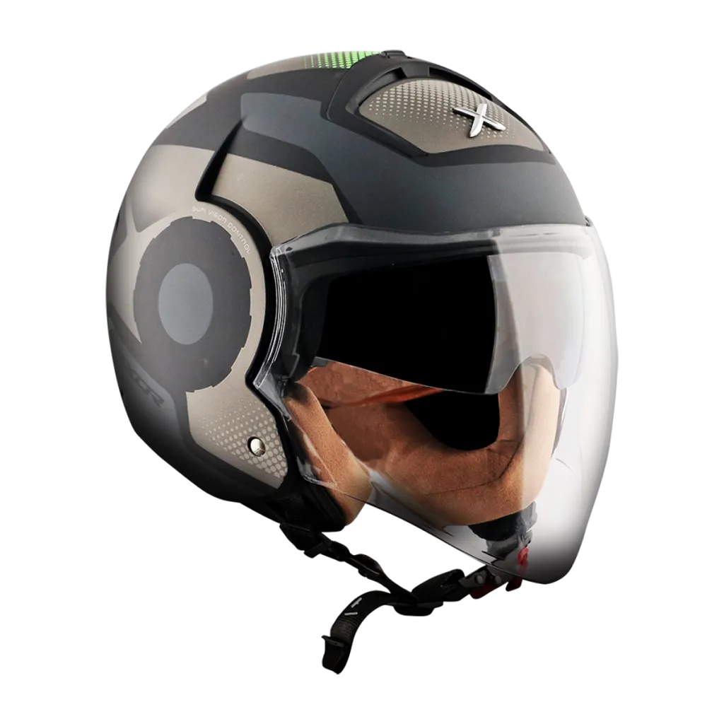 AXOR Striker Ultron kaciga mat crno siva - prednja strana