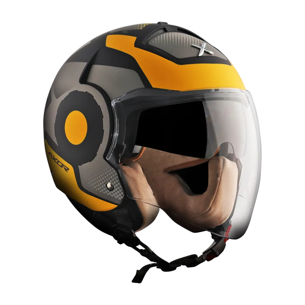 AXOR Striker Ultron kaciga mat crno žuta - prednja strana