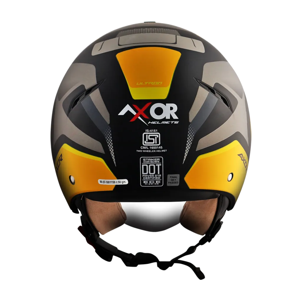 AXOR Striker Ultron kaciga mat crno žuta - bočni pogled