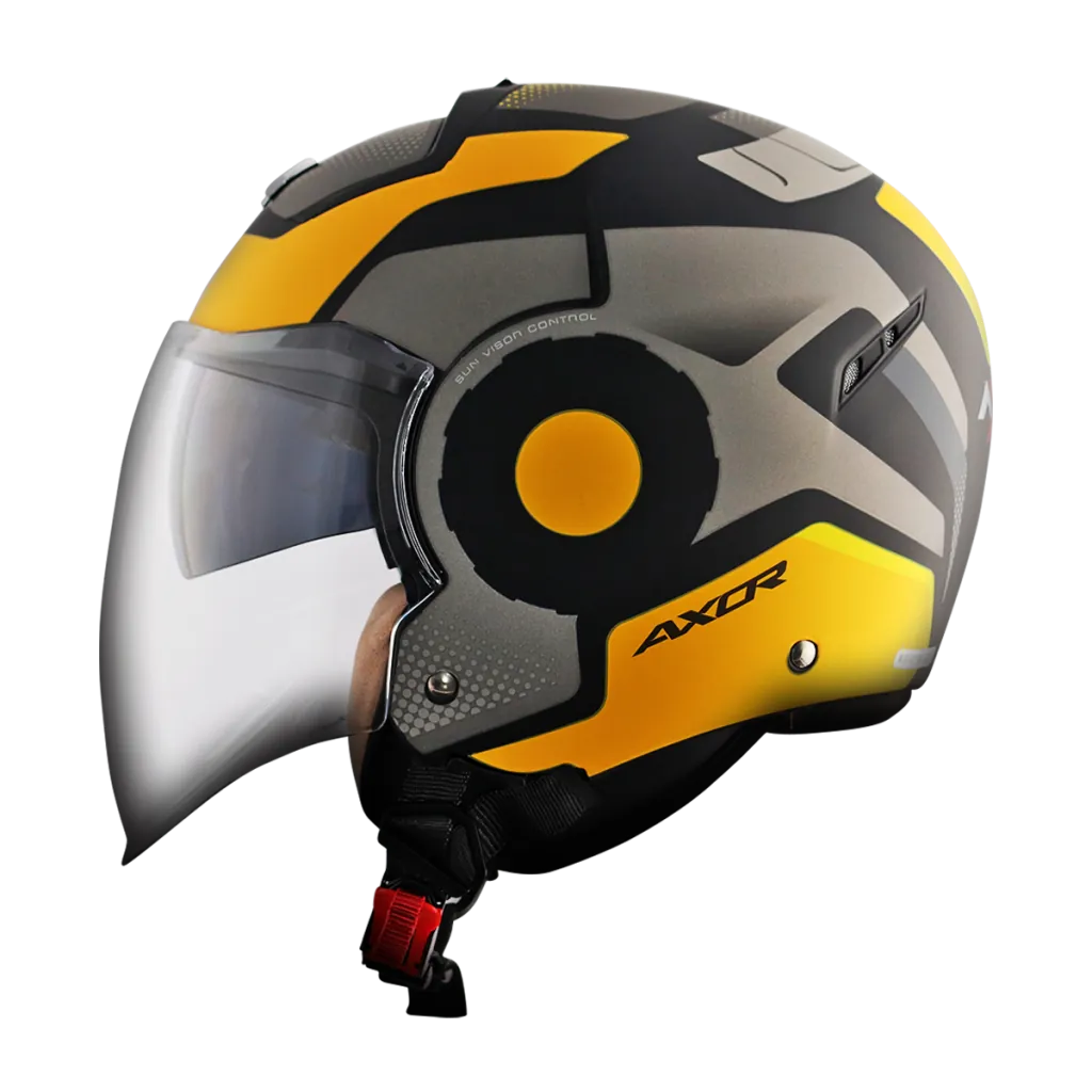 AXOR Striker Ultron kaciga mat crno žuta - stražnja strana
