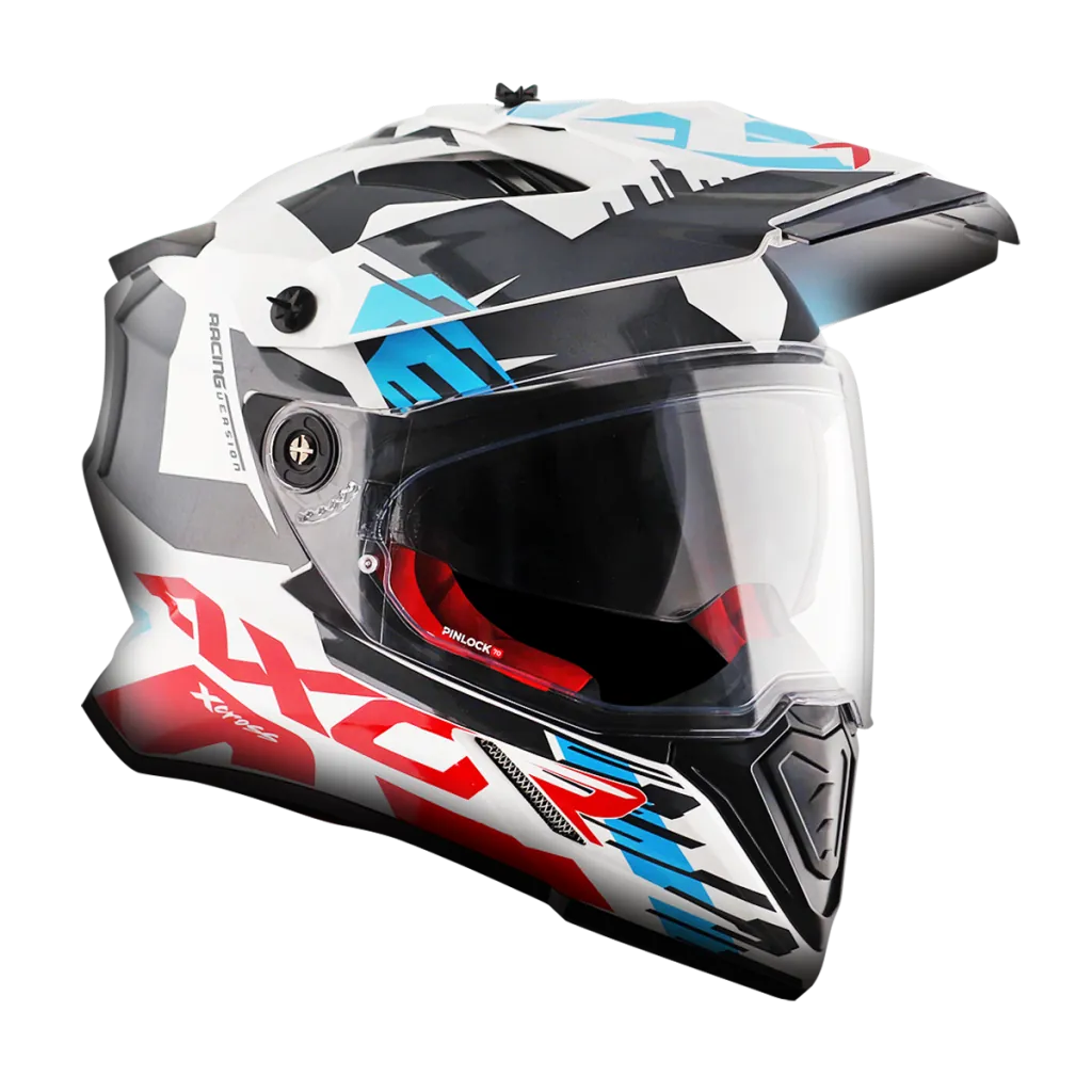 AXOR X-Cross DV X1 kaciga sjaj bijelo crvena - prednja strana