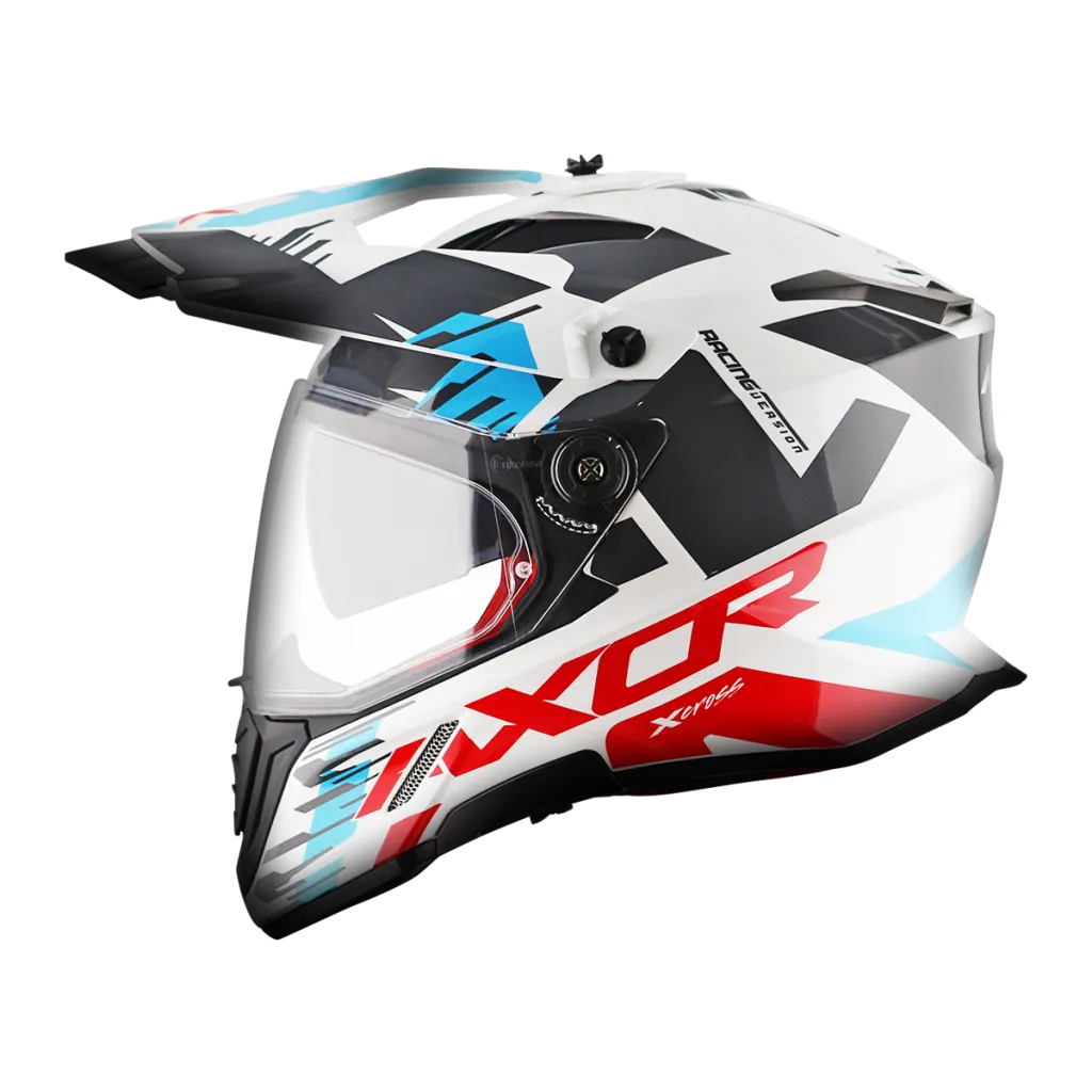 AXOR X-Cross DV X1 kaciga sjaj bijelo crvena - stražnja strana